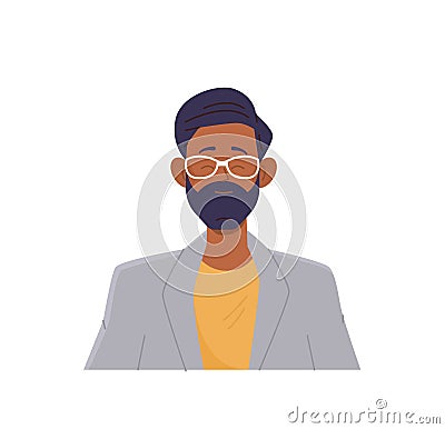 Isolated portrait of happy smiling mature business man wearing formal suit and eyeglasses on white Vector Illustration