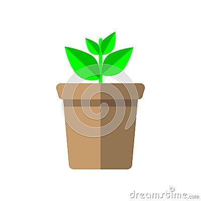 Isolated pot with a plant in a flat design Vector Illustration