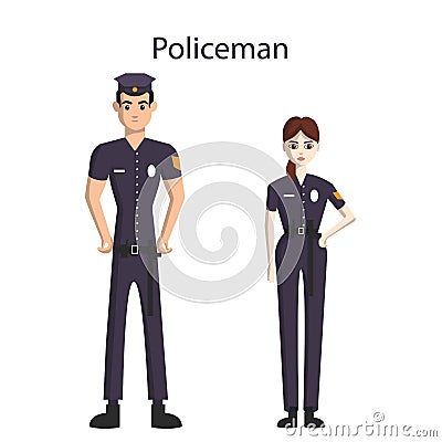 Isolated professional police officers. Vector Illustration