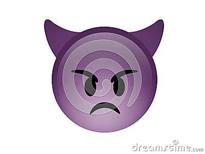 Isolated purple demon devil angry face icon with Horns Vector Illustration