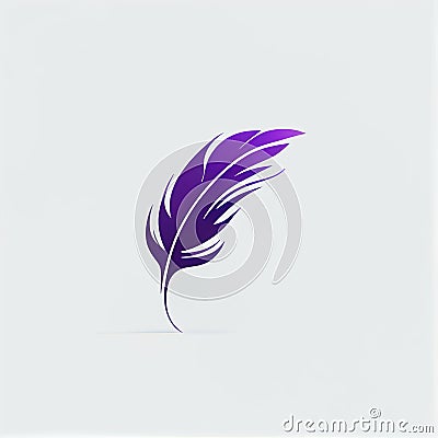 Isolated purple feather - AI generated minimalistic logo icon Stock Photo