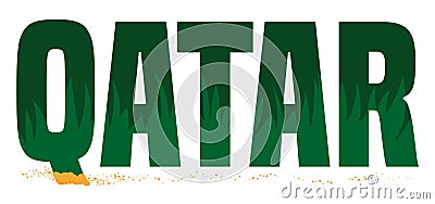 Isolated Qatar text sign decorated with grass and sand, Vector illustration Vector Illustration