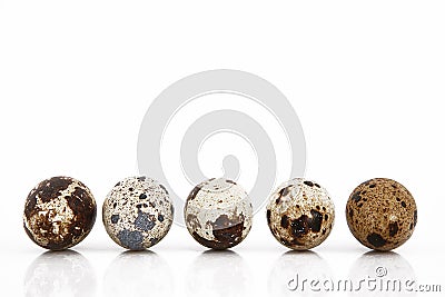 Isolated quail eggs in white background Stock Photo