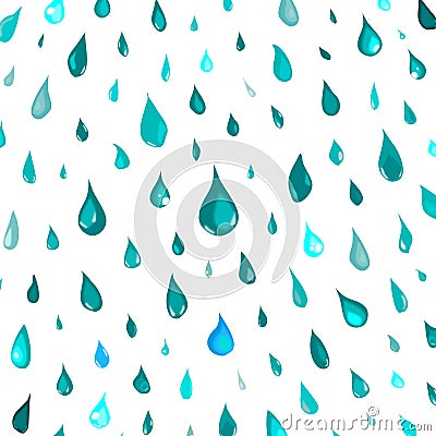 Isolated rain drops or steam shower,water falling pattern on blue background,cartoon style,nature vector Vector Illustration