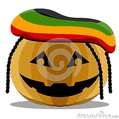 Isolated rastafarian halloween pumpkin Vector Illustration