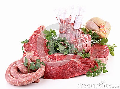 Isolated raw meats Stock Photo