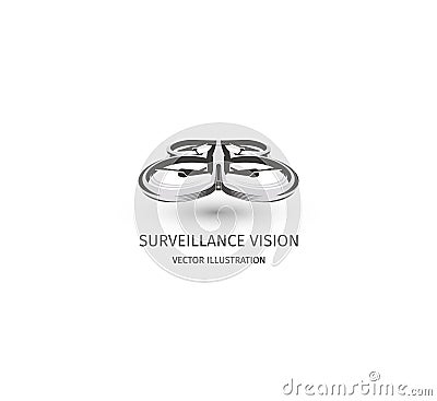 Isolated rc drone logo on white. UAV technology logotype. Unmanned aerial vehicle icon. Remote control device sign Vector Illustration