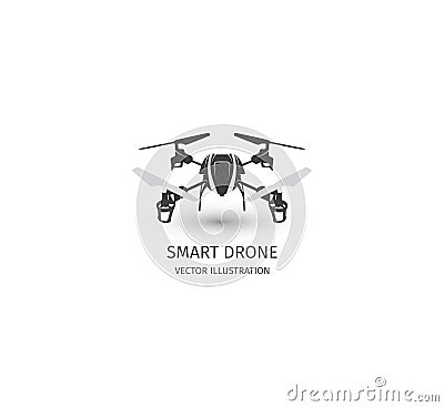 Isolated rc drone logo on white. UAV technology logotype. Unmanned aerial vehicle icon. Remote control device sign Vector Illustration