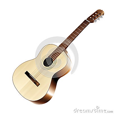 Isolated realistic classical acoustic guitar Vector Illustration