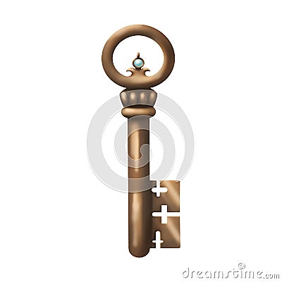 Isolated realistic images of vintage keys Stock Photo