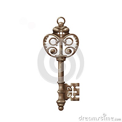 Isolated realistic images of vintage keys Stock Photo