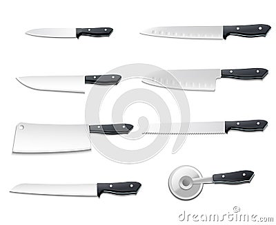 Realistic Knives Icon Set Vector Illustration