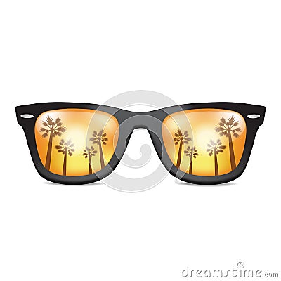 Isolated Realistic Sunglasses with palm. California. Vector Vector Illustration