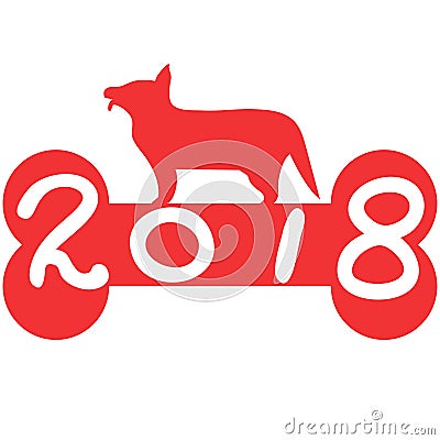 Red bone 2018 dog year background Vector Illustration