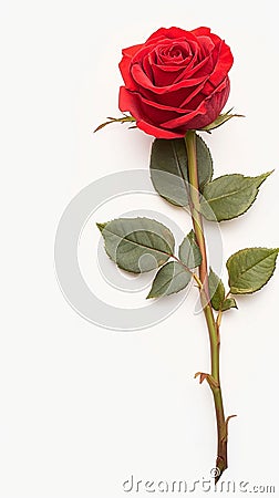 Isolated red rose on white background, epitome of beauty Stock Photo