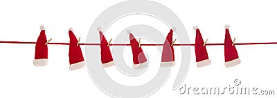 Isolated red santa hats on white background for christmas decora Stock Photo