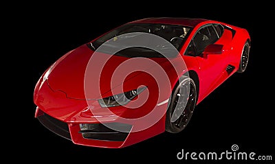 Isolated red sports car on black background Stock Photo