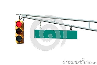 Isolated Red traffic signal light with sign Stock Photo