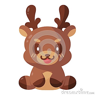 Isolated reindeer cartoon kawaii Vector Illustration