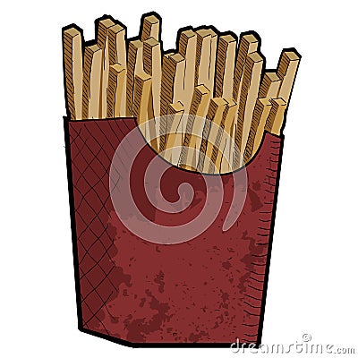 Isolated retro french fries Cartoon Illustration