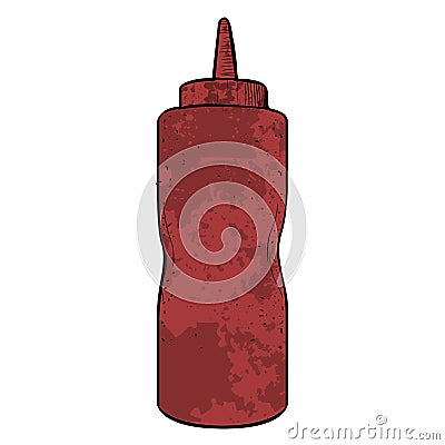 Isolated retro ketchup Cartoon Illustration