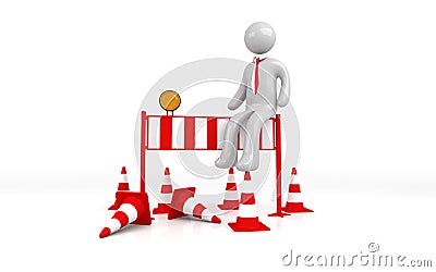 Isolated Roadblock with Businessman Stock Photo