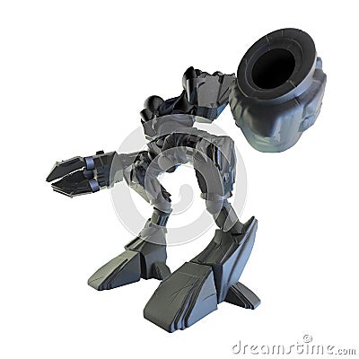 Isolated robot warrior angle view Cartoon Illustration