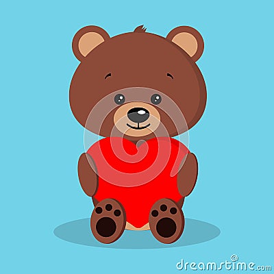 Isolated romantic cute and sweet baby brown bear Vector Illustration