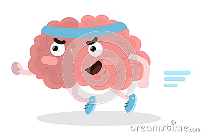 Isolated running brain. Vector Illustration