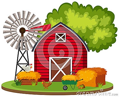 Isolated rural farm landscape Cartoon Illustration