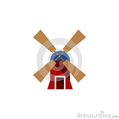 Isolated Rural Flat Icon. Wind Energy Vector Element Can Be Used For Wind, Energy, Mill Design Concept. Vector Illustration