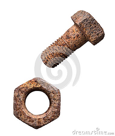 Isolated Rusty And Nut Stock Photo