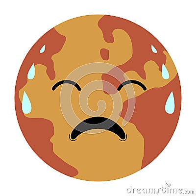 Sad earth image Vector Illustration