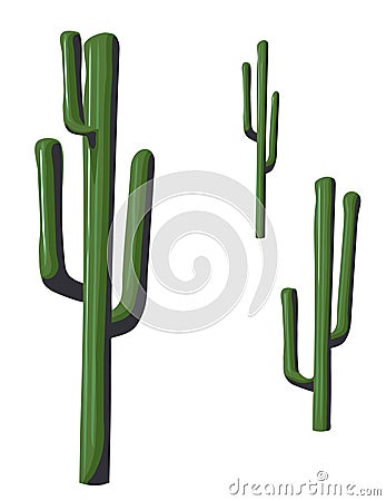 Isolated Saguaro Cactus Vector Illustration