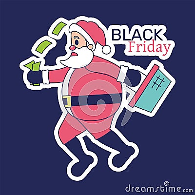 Isolated Santa clauss shopping Vector Illustration