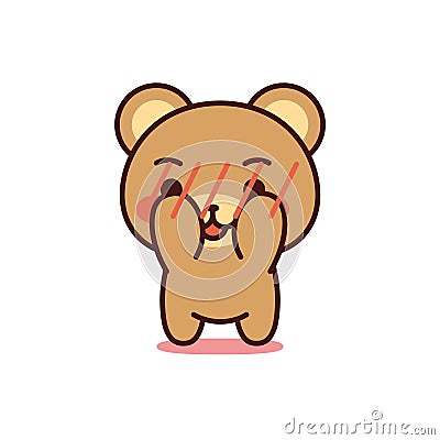 Isolated scared bear kawaii Vector Illustration