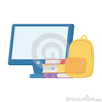 Isolated school books computer and bag vector design Vector Illustration
