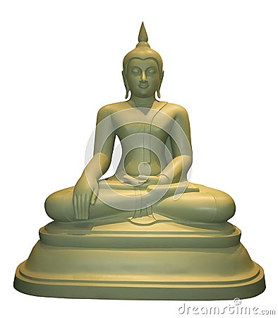 Seated thai buddha statue white background Stock Photo