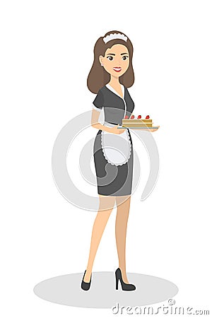 Isolated service maid. Vector Illustration