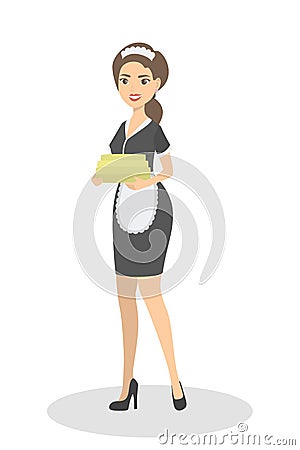 Isolated service maid. Vector Illustration