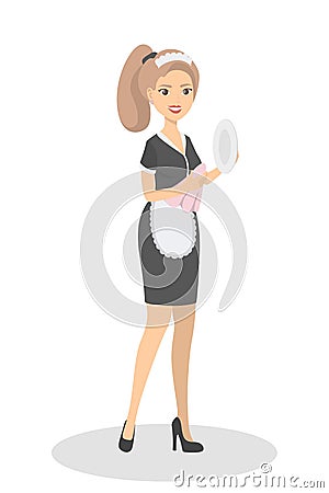 Isolated service maid. Vector Illustration