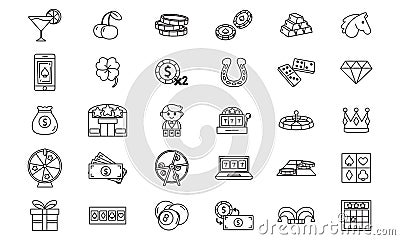 Isolated set group things casino Vector Illustration