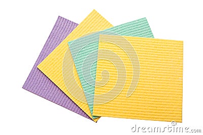 Isolated set od colored washcloths on white Stock Photo