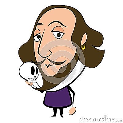 Isolated Shakespeare character Cartoon Illustration