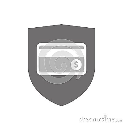 Isolated shield with a credit card Stock Photo