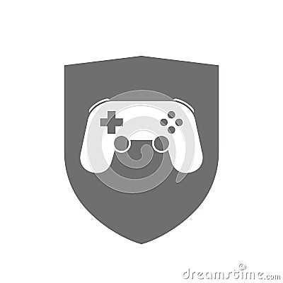 Isolated shield with a game pad Stock Photo