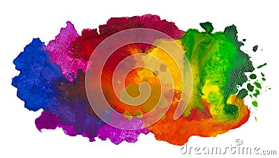 Isolated shot of watercolor cloud hand drawn on canvas Stock Photo