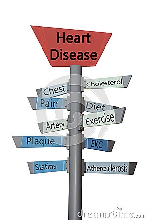 Isolated Sign with Heart Disease Terms Stock Photo
