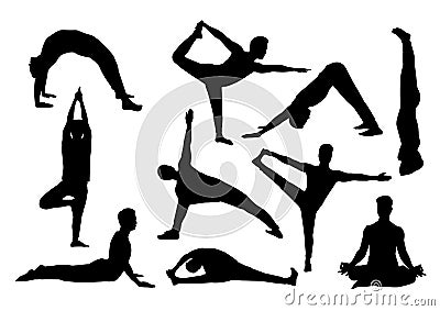 silhouette man in yoga posture Vector Illustration