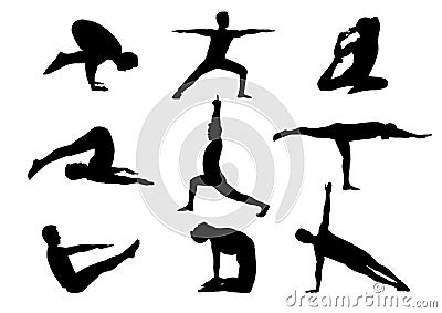 silhouette man in yoga posture Vector Illustration